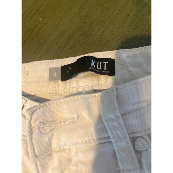 Kut From The Kloth White High-Waisted Frayed Hem Skinny Jeans Size 2 - Picture 2 of 6